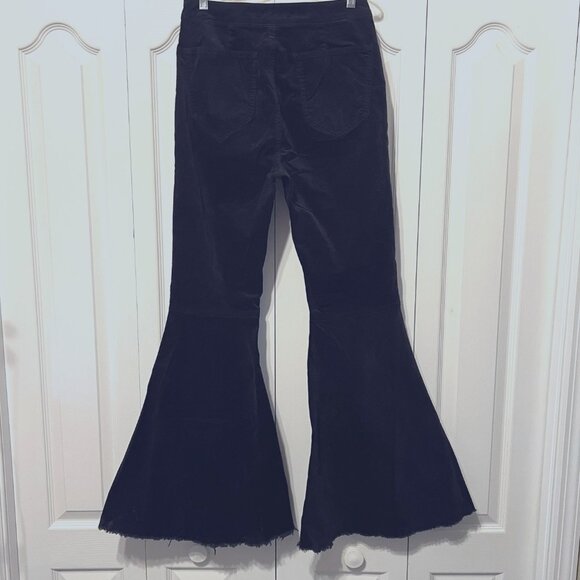 Forever 21-XLarge Velvety Distressed Hippie Fringed High Waisted Jeans/Pants - Picture 8 of 15